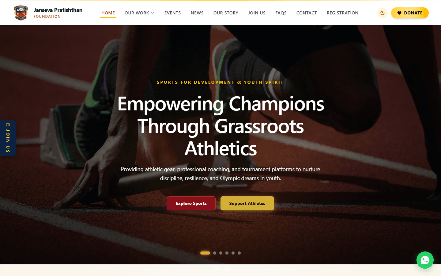 Home page of the Janseva Pratishthan Foundation website